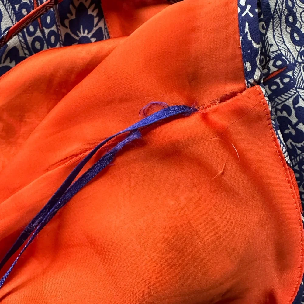 Trina Turk Alverta Silk Paisley Midi Dress Cobalt Blue and Orange Size 4